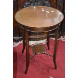 An Edwardian mahogany occasional table, circular top, dished undertier,