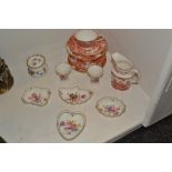 Royal Crown Derby - Posies trinket dishes, two Red Aves teacups, saucers side plates,