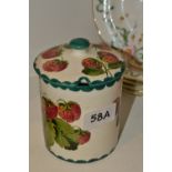 A Wemyss preserve jar and cover, painted with strawberries, impressed, painted and printed marks,