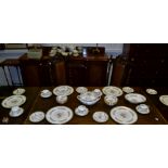 A Coalport Ming Rose pattern dinner and tea service for six inc coffee pot, dinner, side plates,