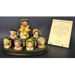 Royal Doulton Henry VIII and his six wives miniature character jugs ,