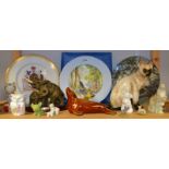 Ceramics - A Shelley woodland pattern 27cm plate ; a Denby Byngo style dog  ;