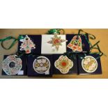 A Royal Crown Derby Christmas Bell boxed, others including Christmas Tree, Star,