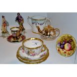 Ceramics - a pair of Capodimonte figures;  a Royal Vienna coffee cup and saucer;  a Hammersley trio,