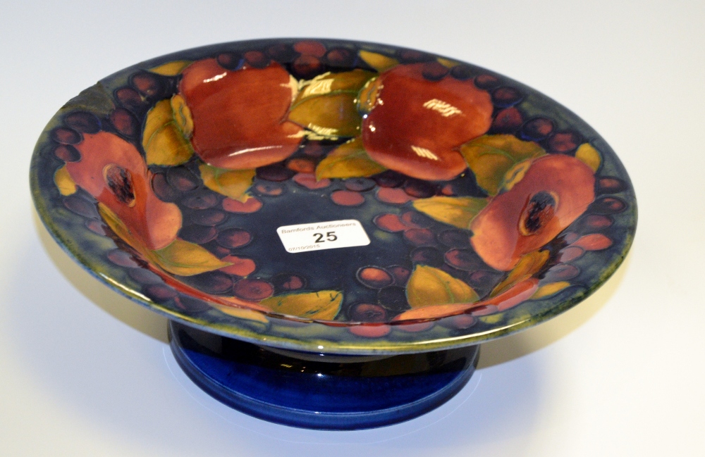 A Moorcroft Pomegranate pattern footed bowl (faults)