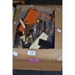 Flatware - an oak cased set of flatware , Guy Degranne flatware, a ladle,