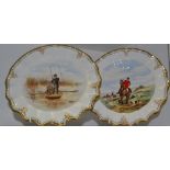 A pair of Royal Crown Derby wavy rim cabinet plates,