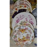 A pair of Royal Crown Derby  Old Avesbury pattern dinner plates, side plates;  others Posies,