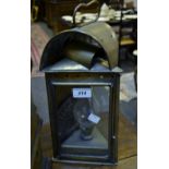 A 19th century brass lantern, of triangular form,