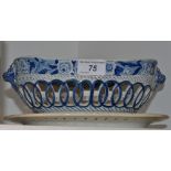 A creamware pierced basket and stand,