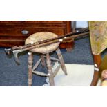 A silver topped walking cane (marks rubbed); a horn handled walking cane; a fruitwood cane;