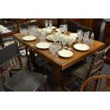 An Art Deco oak dining table