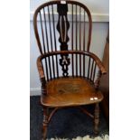 A Victorian oak Windsor hoop back chair,