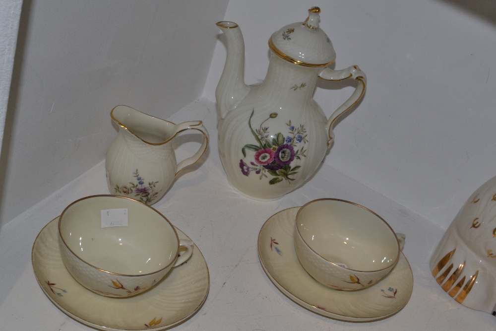 A Royal Copenhagen coffee set, for two, printed flowers, in relief with spirals,