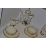 A Royal Copenhagen coffee set, for two, printed flowers, in relief with spirals,