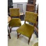 A set of 3 1930's oak dining chairs,