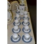 A Wedgwood Susie Cooper design coffee set for eight, coffee pot, cream and sugar,