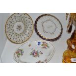 Ceramics- a Worcester porcelain breakfast saucer;  a Derby circular plate,