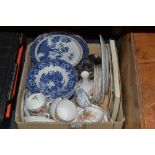 Household goods- Booths Real Old Willow pattern plates; a Prinknash vase;