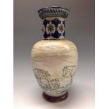 A Royal Doulton stoneware baluster vase, designed by Hannah Barlow,