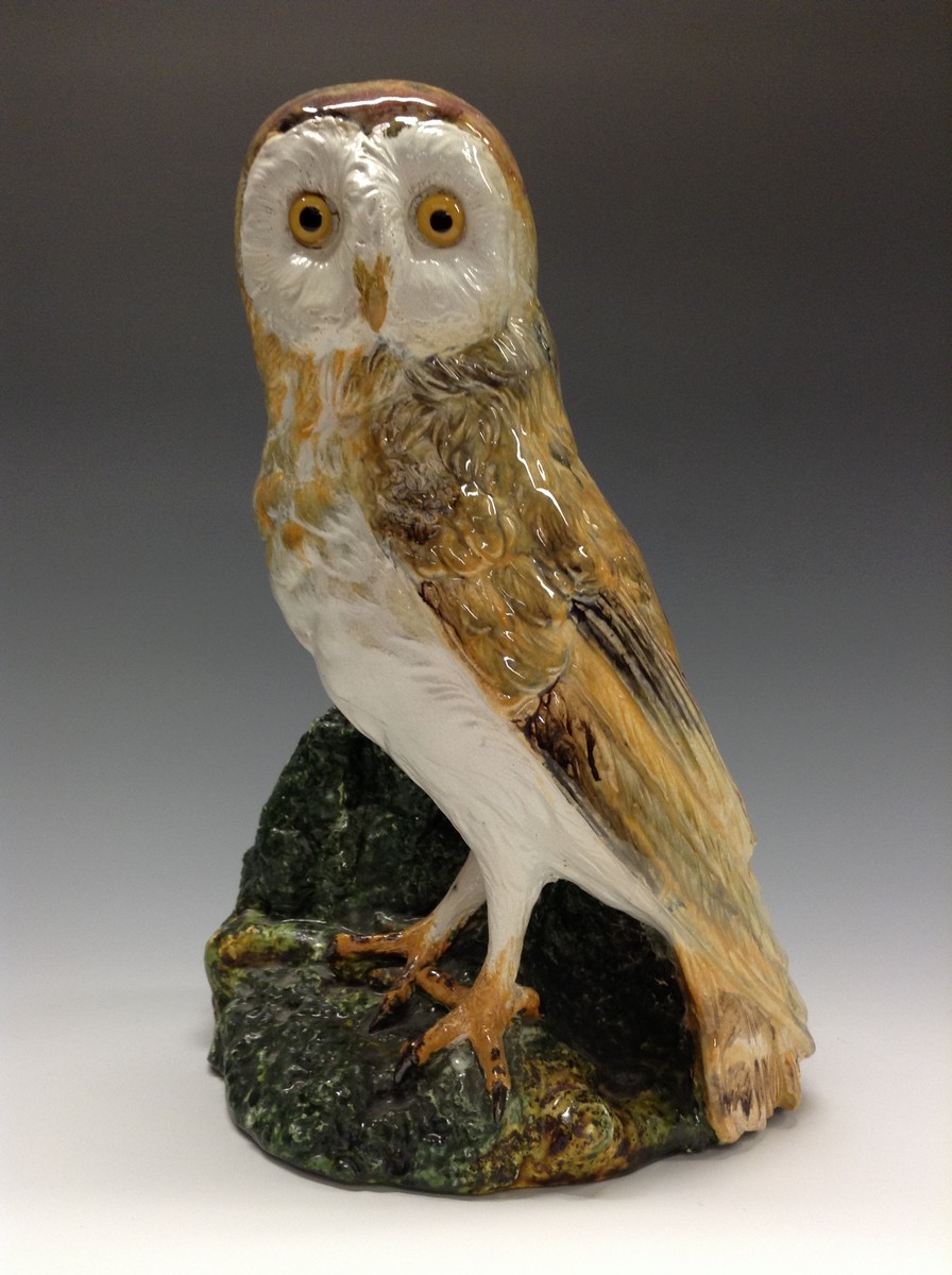 A Bretby model of Barn Owl, naturalistically modelled and glazed in tones of white, orange,