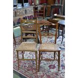 A pair of Edwardian bedroom chairs, bergere seats, c.