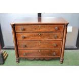 An early 19th century Channel Islands satinwood crossbanded mahogany chest, probably Guernsey,