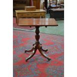 A Victorian mahogany pedestal occasional table, rounded rectangular tilting top,