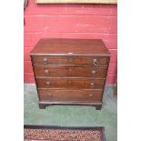 A George III oak chest of two short and three long graduated drawers,