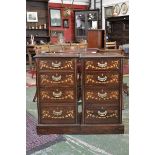 A pair of Sheraton Revival rosewood and marquetry bedroom chests,