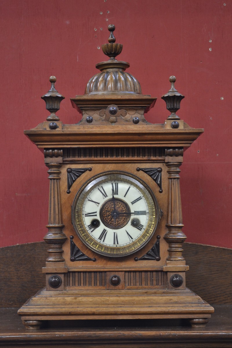 A late 19th century German walnut bracket clock.