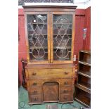 An early 19th century mahogany secretaire bookcase, stepped cornice,