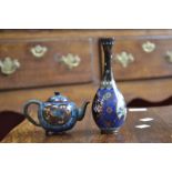 A Chinese miniature cloisonné enamel globular teapot and cover,