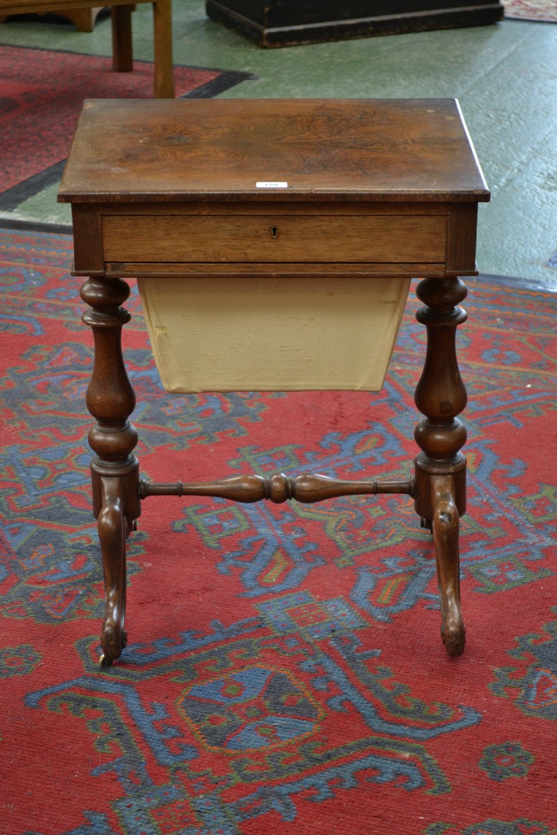 A Victorian rosewood rectangular work table,
