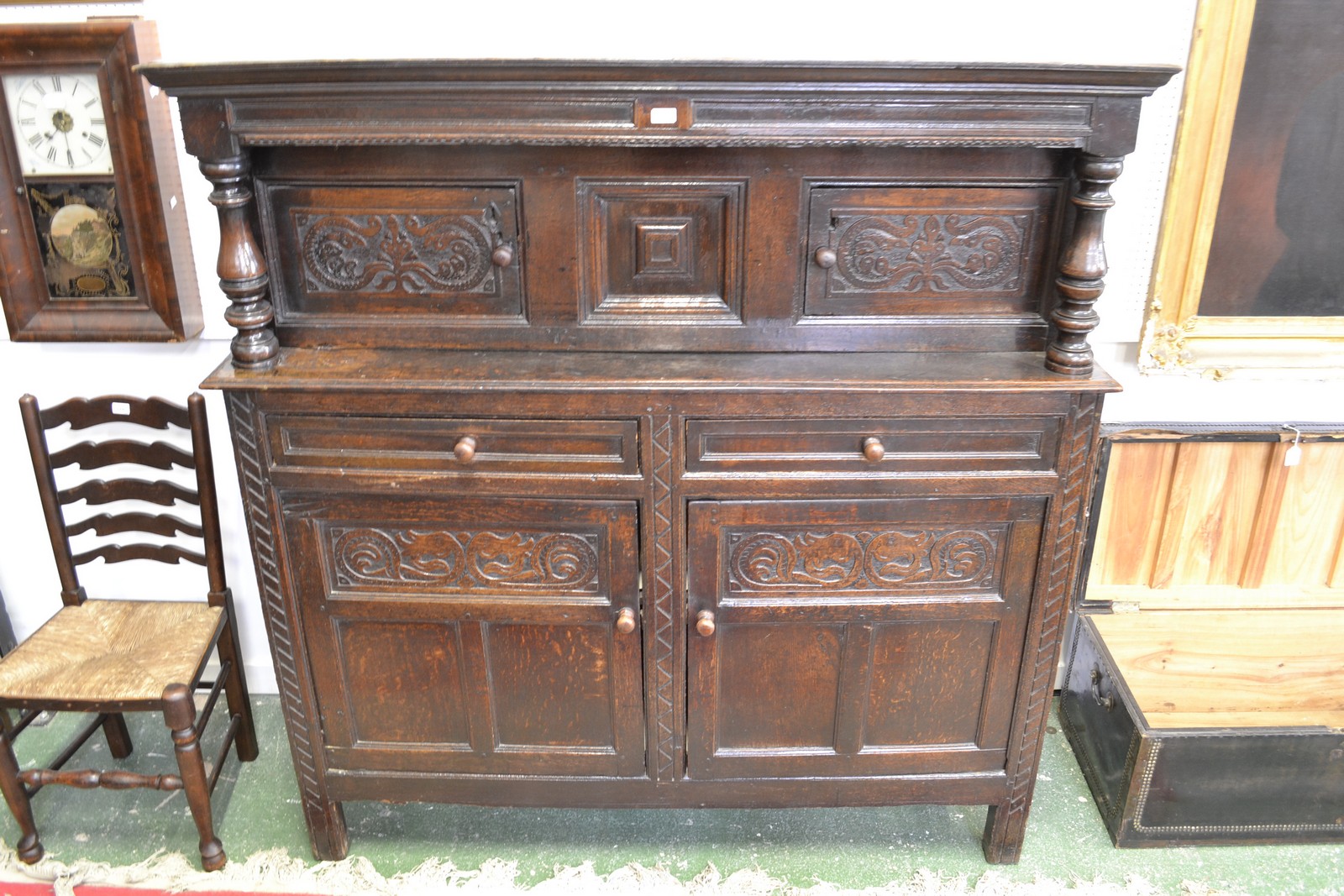 A 17th century oak duodarn,