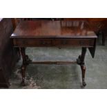 A Regency style mahogany sofa table, moulded edge, drawers to frieze, turned supports,