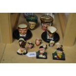 A Royal Doulton miniature character jug, Uriah Heap  others, Betsy Trotwood, Mrs Bardell, Fagin,