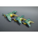 A set of three Beswick flying kingfishers