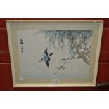 Ly Moy (Chinese School, 20th century)
A Kingfisher Catching a Fish by Blossom
signed,