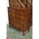 A Victorian mahogany chest of drawers, two short over three long graduated drawers, c.