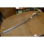 A French 1822 pattern cavalry sword, 92cm curved blade, brass guard with curved quillon,