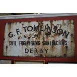 Advertising  - an enamelled sign - G.F.Tomlinson & Sons Ltd., Civil Engineering Contractors, Derby.