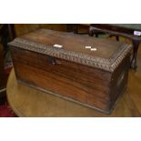 A 19th century Anglo-Indian padouk wood rectangular box,