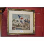 A 19th century military woolwork picture, depicting a charge of the French army,