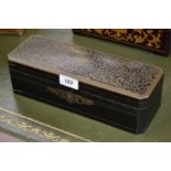 A 19th century Boulle and ebonized canted rectangular glove box,