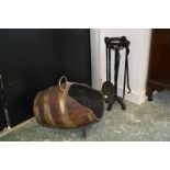 An early 20th century oak barrel form coal scuttle, c.