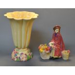 Ceramics - Clarice Cliff My Garden pattern vase; a Royal Doulton figure, Bonnie Lassie HN1626,