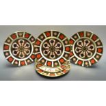 A set of five Royal Crown Derby Imari 1128 pattern dessert plates, first quality, 22cm diam,