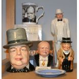 Winston Churchill - a Royal Winton character jug; a Royal Doulton figure HN3057;