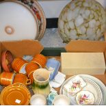Ceramics - Abbeydale trinket dishes;  Hornsea Saffron coffee set  Celery vase;  glasses;